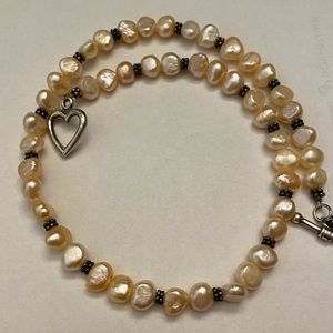 Beautiful silver & pink potato pearl necklace